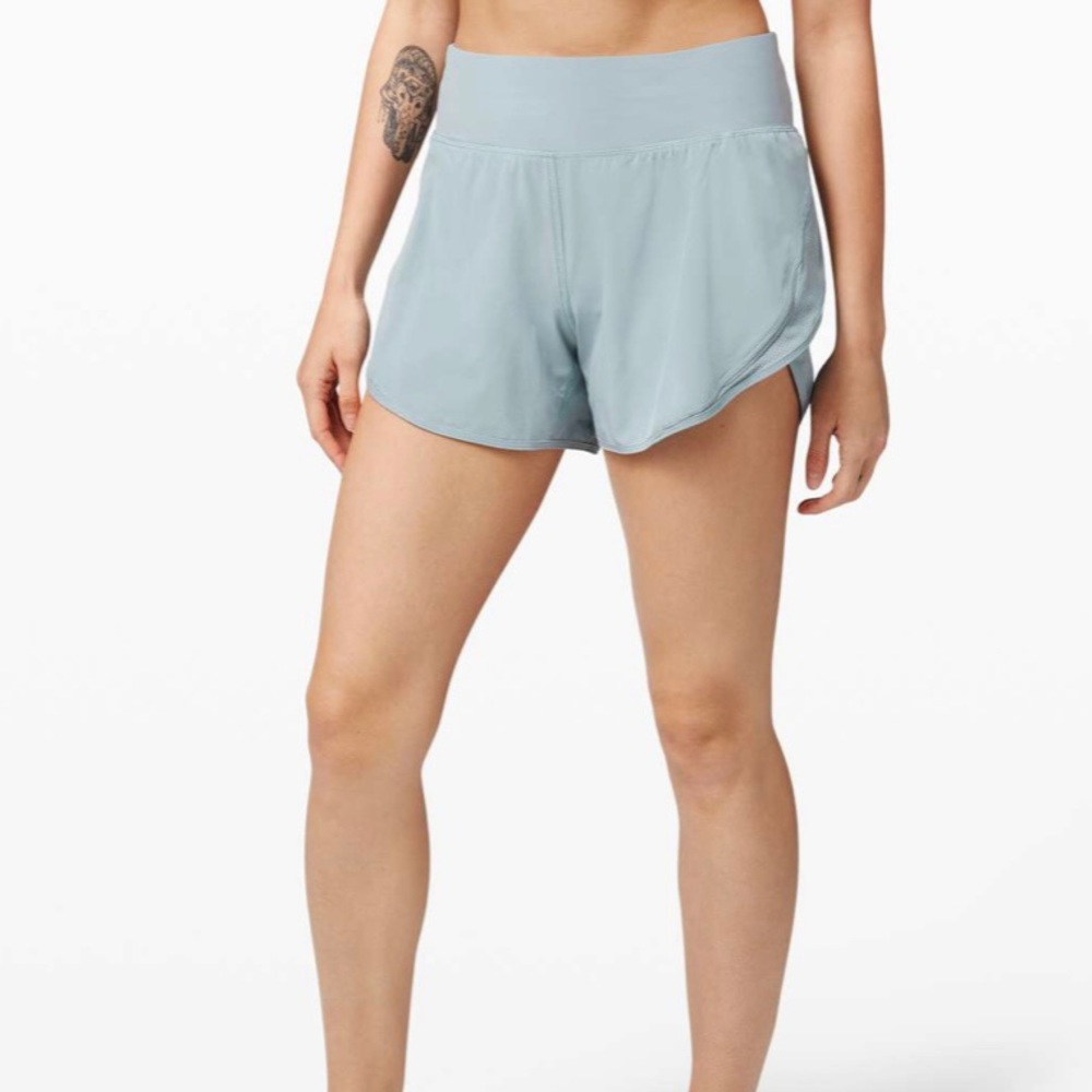 NWT Lululemon Run Off Route High Rise Short 4" Blue Cast (BUCA) size 10